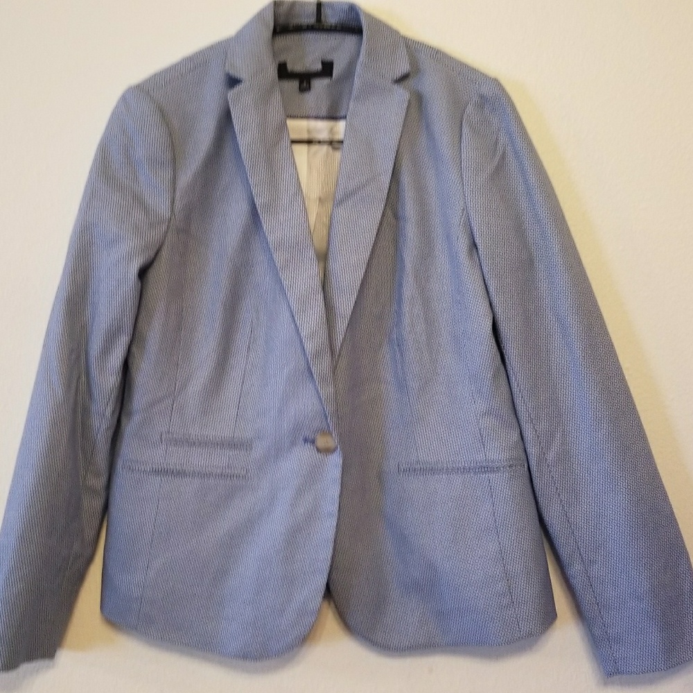 Talbots Blue & White Print Patterned Blazer - image 7